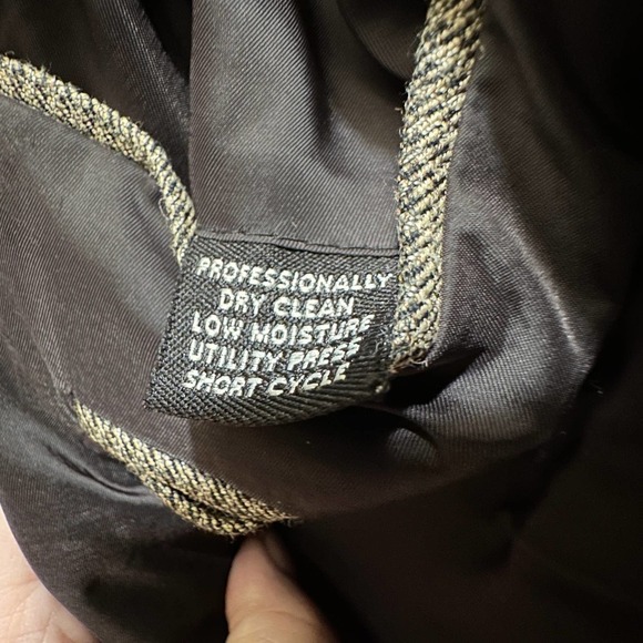 Jos A Bank Silk Wool Blazer Traveler's Collection 44L Houndstooth Brown Tan - Picture 12 of 13